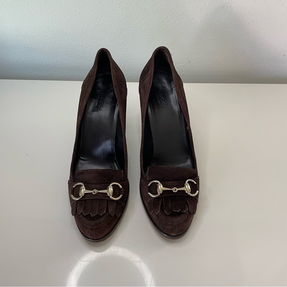 Gucci women’s brown suede high heels shoes, Size EU 39, US 8 - Picture 6 of 15